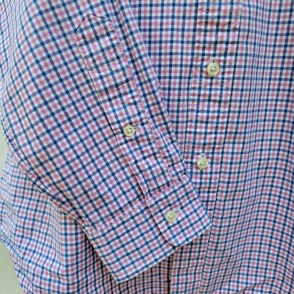 Ralph Lauren Blue Label Plaid Classic Shirt Long Sleeve Blue Pink Men's Medium - Picture 3 of 13